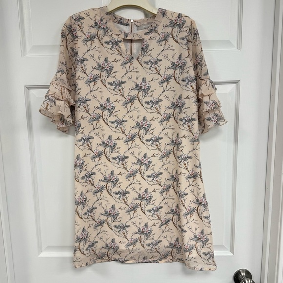 Smukke Girls Tween 14 Peach Floral Chiffon Dress Ruffles Knee Length Party Pics - Picture 3 of 10